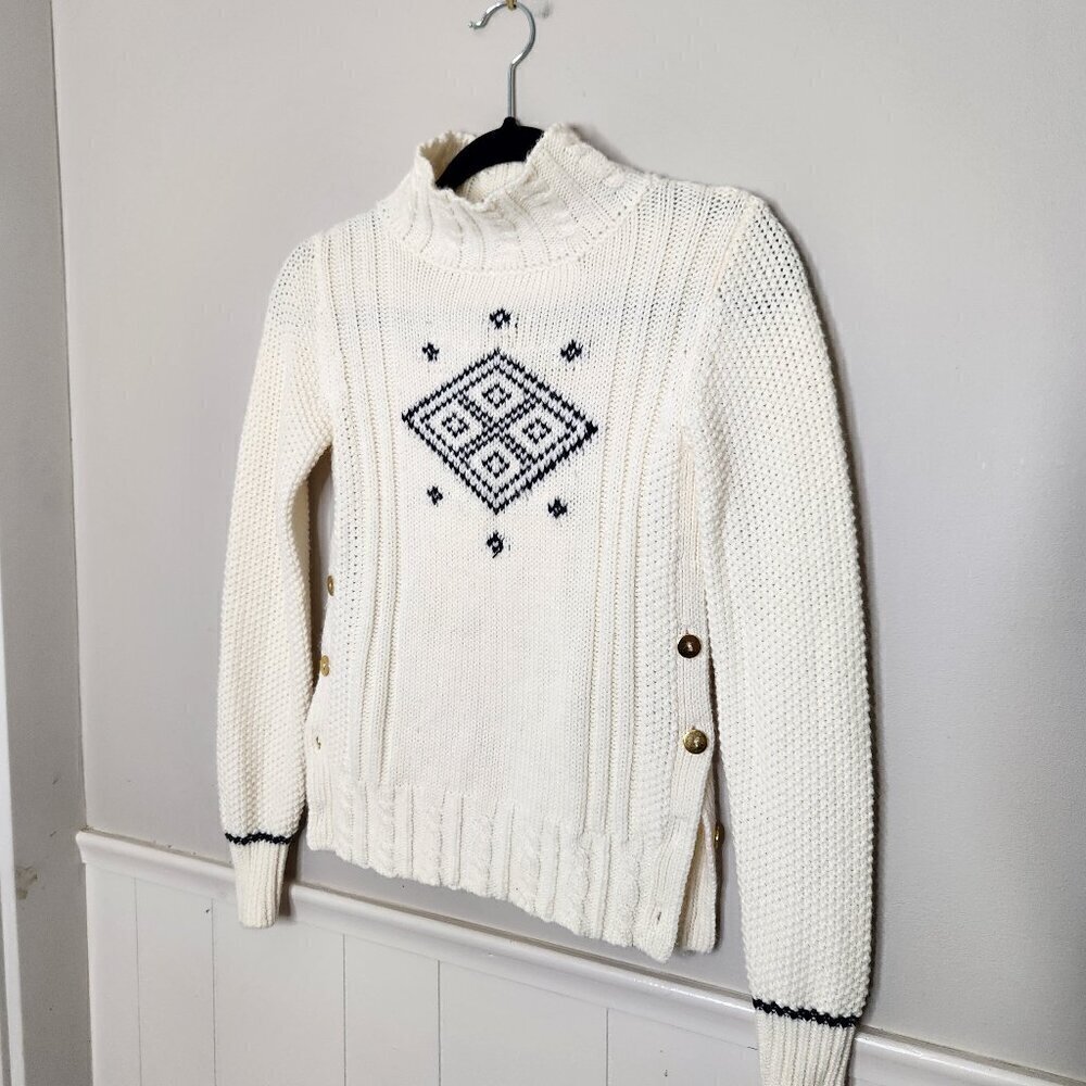 THE REEDS X J. CREW White Knit Mock Neck Sweater